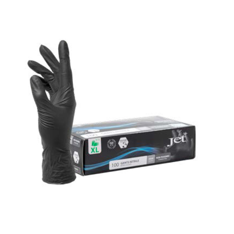 GANTS NITRILE NOIR NON POUDRES ÉPAIS